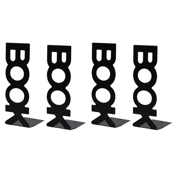 2 Pair Bookends For Library School Book Holder Book Letter Black