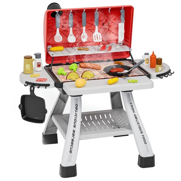Kids Pretend Play BBQ Cooking Sets - Simulate Double Deck BBQ Grill Toy