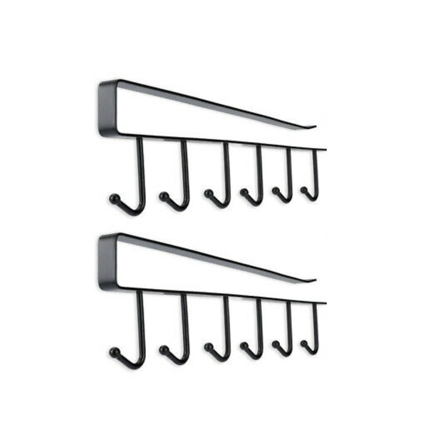 2 Pack Multi Purpose Storage Hook Cupboard Shelf Hanging Dish Rack-Black