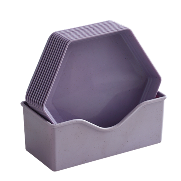 Snack Plate Kitchen Tableware Cake Fruit Hexagonal Plate With Base 10 Piece