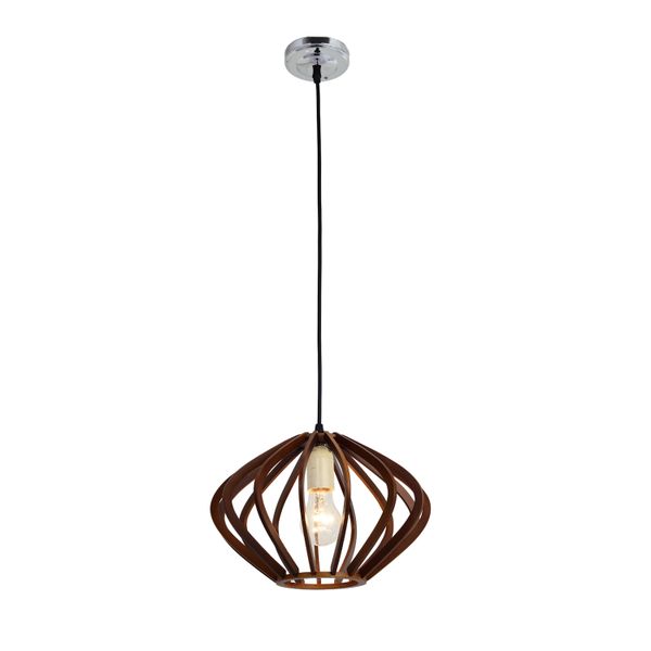 Hanging Light Wooden Slat Bursting Dome Pendant