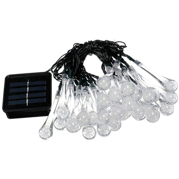 5M Solar Powered Water Drops String Light White