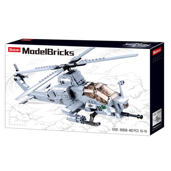 Sluban Building Set: Attack Helicopter Model Bricks - 482 Pieces