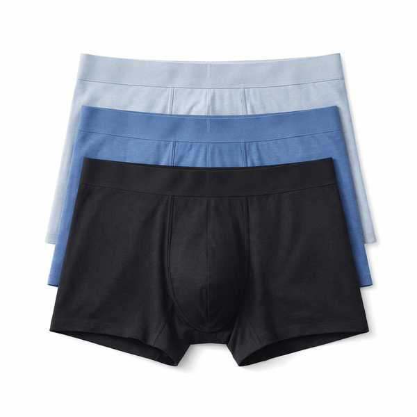 remium Men's Breathable Cotton Boxer Briefs - 3 Pack (Black, Blue &amp; Grey)