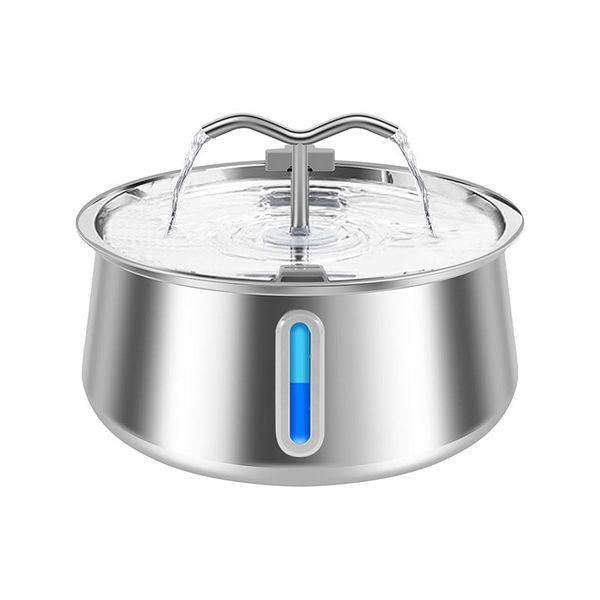 4L Stainless Steel Automatic Cat Water Fountain, Ultra Quiet, Silver