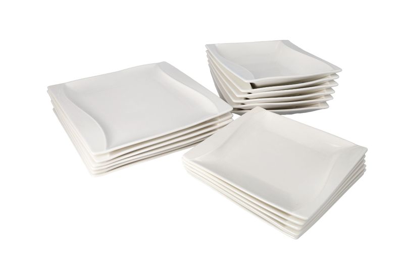 Danny home White Square Ceramic Dinnerware Set - 18 Piece