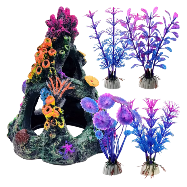 Coral Reef Decorations | 5-Piece Fish Tank Décor Set