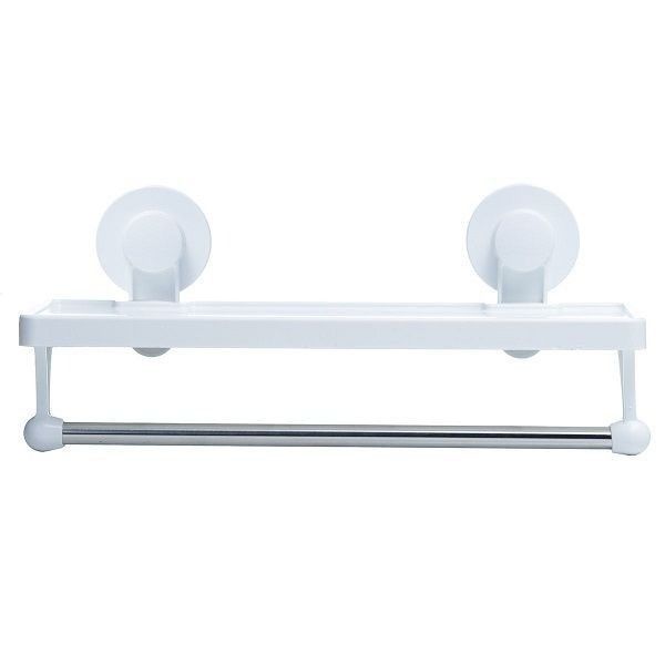 Multifunctional Shelf Organizer And Towel Rail With Suction Cups - White