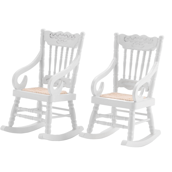 Toy Miniature Furniture Wooden Rocking Chairs Toy White