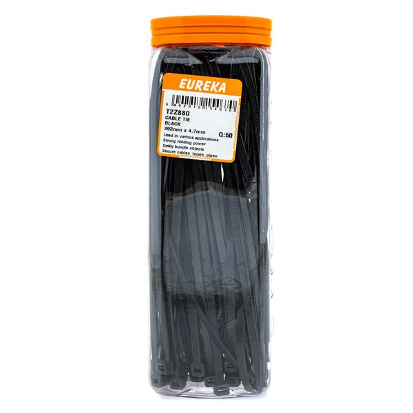 EUREKA Cable Tie Black 392mm x 4.7mm Q:50 T2Z880