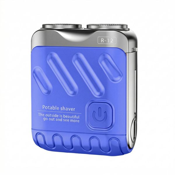 Portable Mini Waterproof Rotary Electric Shaver with Dual Ring Blades