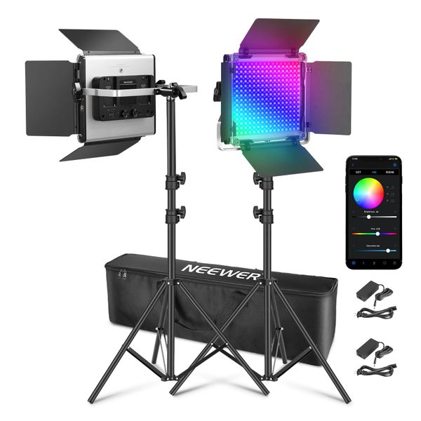 Neewer 2 × 660 PRO II RGBWW 50W LED Constant Light Panel Kit