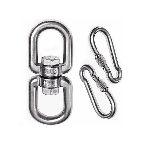 Swing Swivel Hanger with 2 Carabiners Aluminum 30KN Bearing Rotary