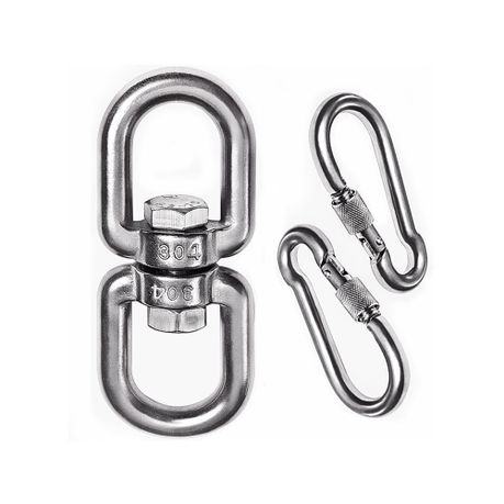 Swing Swivel Hanger with 2 Carabiners Aluminum 30KN Bearing Rotary Image