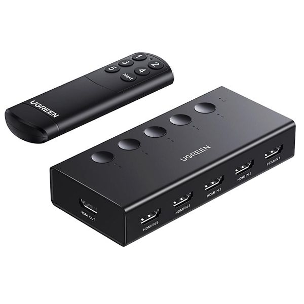 UGreen 90512 HDMI 2.0 5In-1Out Amplified Switch-BK
