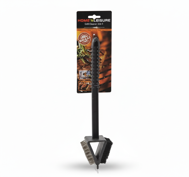Home n Leisure 37 cm 3-in-1 BBQ Grill Cleaner with Brush and Scraper