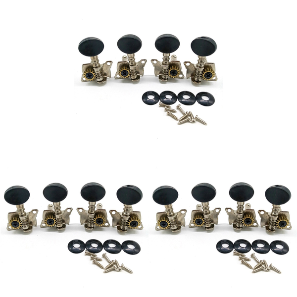 12 Pieces Metal Opened Ukulele Uke Tuning Pegs Tuners Round Cap Black