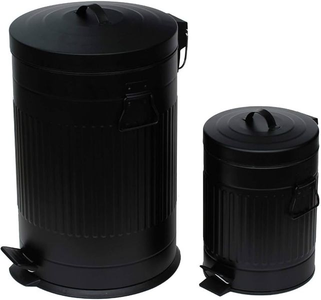2-Pieces Pedal Dustbin Set 20Litre + 5Litre with Removable Inner Bucket
