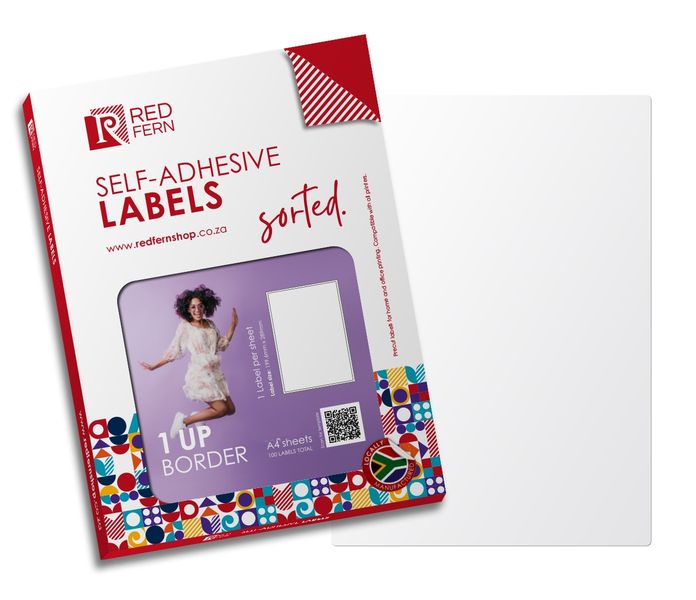 Redfern Bordered 1up A4 Self-Adhesive Labels 100 Sheets