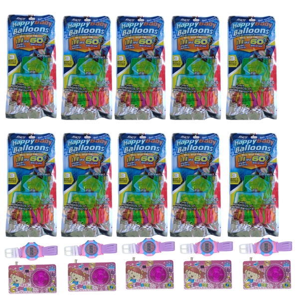 10 Packs Of 111 Baby Water Balloons With Five Camera And Watch Sets