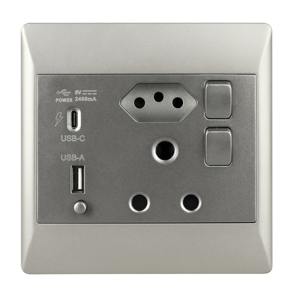 Bright Star 16A Wall Socket with USB-A &amp; USB-C - Gloss White or Matt Grey