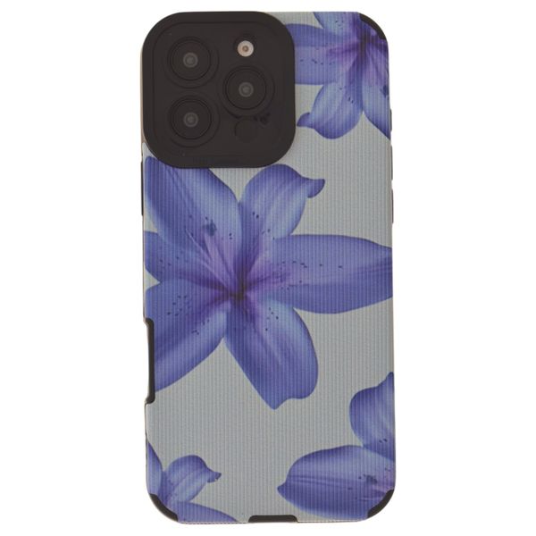 Periwinkle Lily Floral Design Protective Case With Ribbed Texture