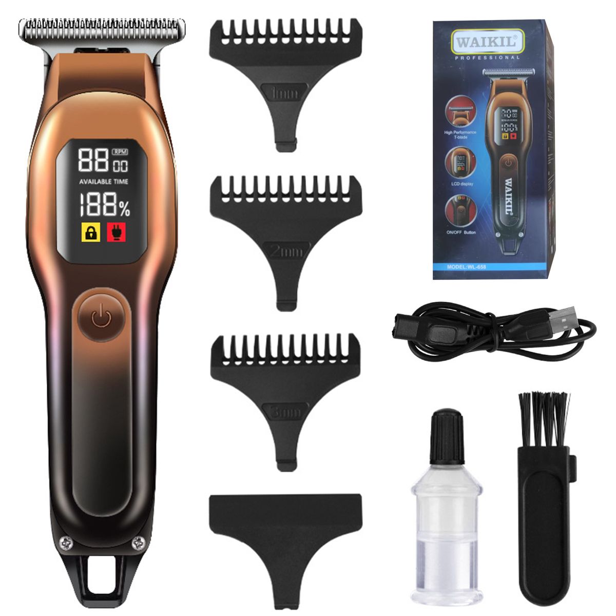 WAIKIL Professional Hair Clippers with Digital Display Screen & USB Charge