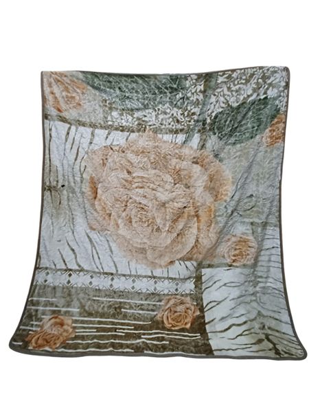 SMTE 1-Ply Blanket with Beige Rose Pattern - 187cm x 226cm