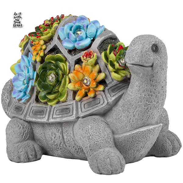Solar Garden Turtle Statues Tortoise With Lights For Outdoor Patio Yard