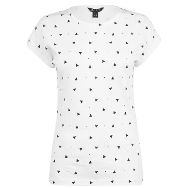 Miso Ladies Printed Boyfriend T Shirt - White [Parallel Import]