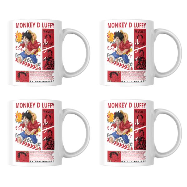 One Piece Monkey D Luffy Mugs - Set of 4