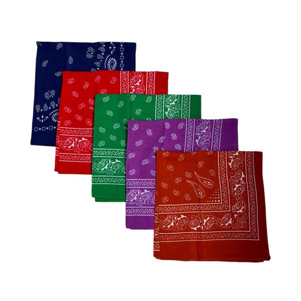 100% Cotton Vibrant Paisley Bandana Set - Pack of 5