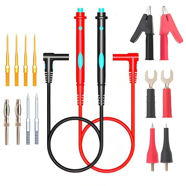 16PCS Multimeter Test Leads Kit with Alligator Clips Banana Clamps Probes