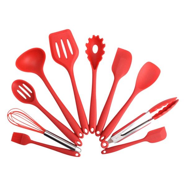 Silicone Kitchen Utensil Set - Red - 10-Piece