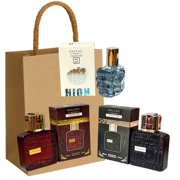 Onlyou Red, Black &amp; No. 865 | 3 Perfume Set for Men with Gift Bag Combo