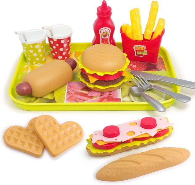 Creative Burger Assembly Play Food Set - Kids Kitchen Role Play Toy