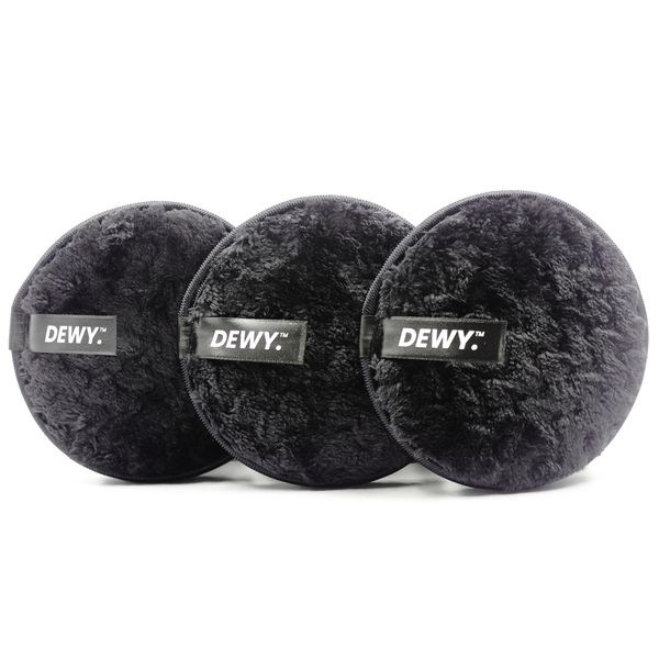 Dewy - Makeup Remover Pads Microfibre Face Sponges - Black - 3 Pack