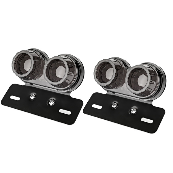 (2 Pcs-Smoke Black Motorcycle LED Tail Light Turn Signal Lights License