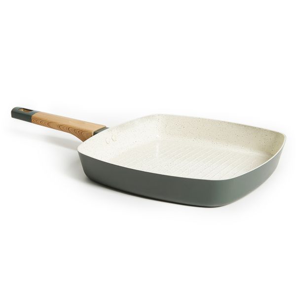 George &amp; Mason Non Stick Square Olive &amp; Cream Griddle - 26CM (2.2L)