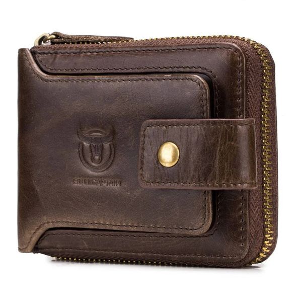 Bullcaptain Colt RFID Blocking Men's Bifold Genuine Leather Wallet - Brown