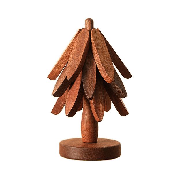 Folding Tree Black Walnut Wooden Trivets for Hot Dishes
