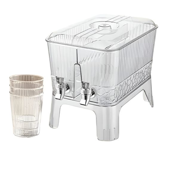 5.5L 2 Division BPA Free Plastic Juice Dispenser with Stand and 4 Cups