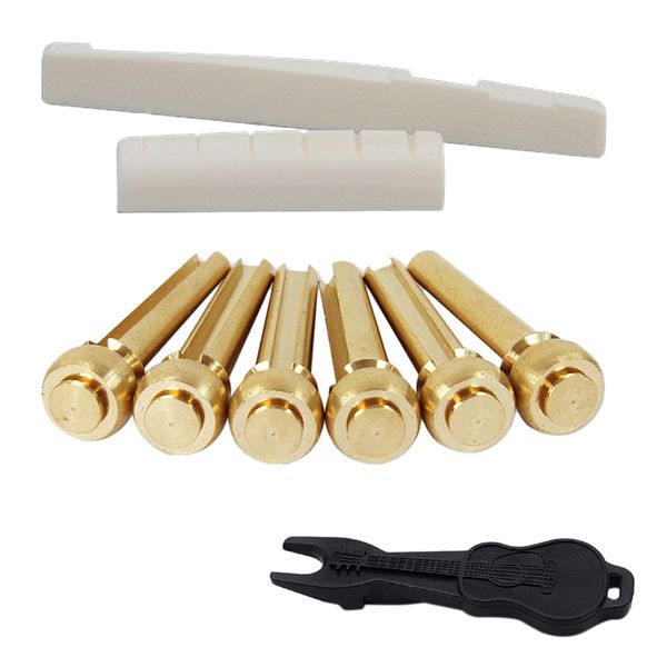 Acoustic Guitar String End Nut Bridge Saddle Abalone Pins Replacements Set