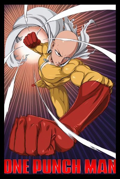 One Punch Man - Saitama Poster with Black Frame