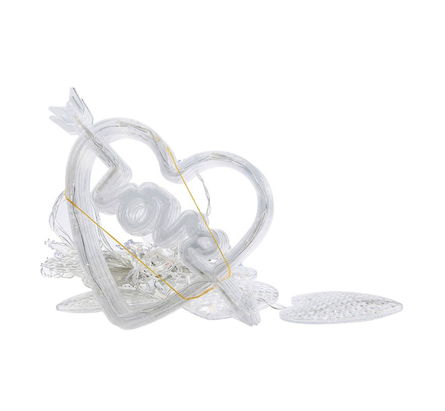 138 LED Love Heart Curtain String Multicolour Lights 2.5m RGB + Controller