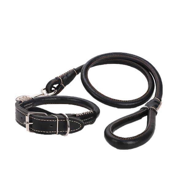 1m Heavy Duty Soft PU Leather Pet Leash and Collar