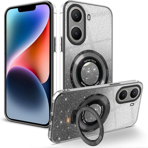 Glitter Clear Silicone Magnetic Ring Stand Compatible With Xiaomi Redmi A5