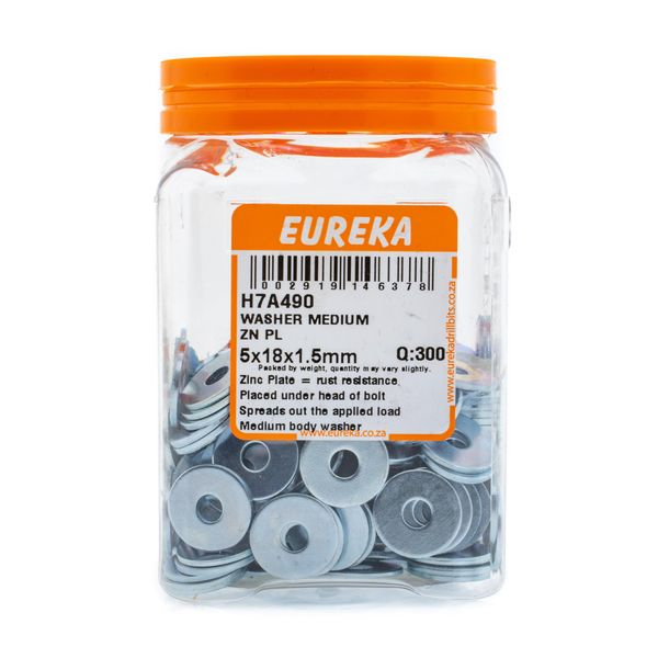 EUREKA Medium Body Washer Zinc Plated 5 x 18 x 1.5mm Q:300 H7A490