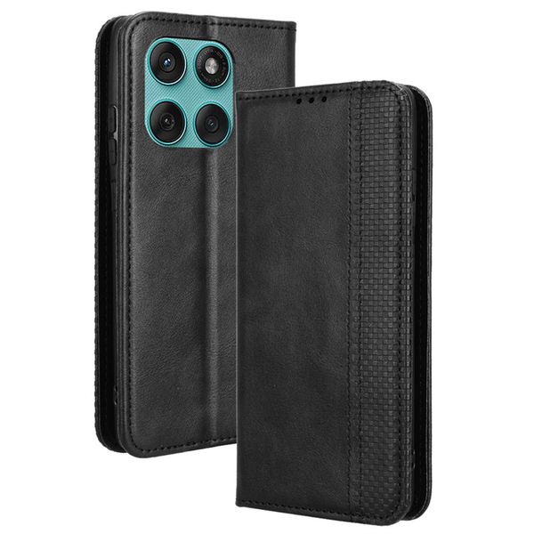 Magnetic Buckle Retro Patterned Leather Case For Motorola Edge 60 Fusion