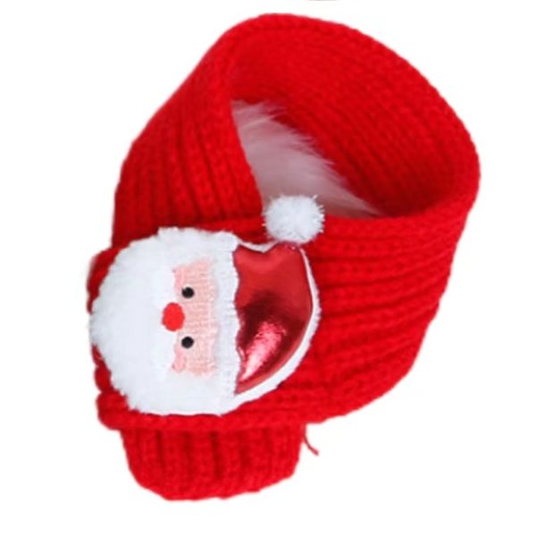 Pet Knitted Christmas Scarf Santa Claus Red-M